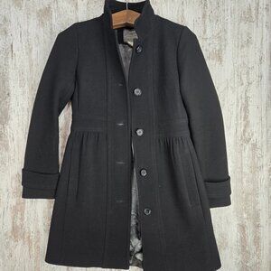 J Crew Womens Size 2 Factory Skirted Dress Coat Double Cloth Black Wool